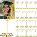 Jansun 24 Pcs Graduation Picture Holders, Class of 2026 Gold Photo Table Number Holders Grad Cap Card Stands for Graduation Party