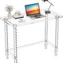 Acrylic Desk Computer Laptop Table, Writing Desk Console Entrance Table for Home Office Study Desk (Clear, 39.4W19.7D29.5H)