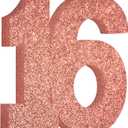 Sweet 16th Birthday Decorations for Girls,Rose Gold Glitter 16th Birthday Party Centerpieces for Table Decorations,Number 16 Table Topper Decor Sign