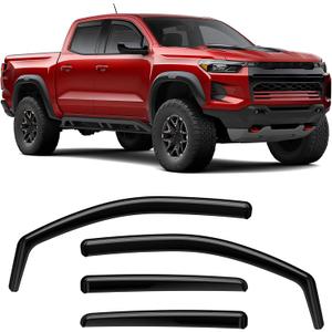 in-Channel Rain Guards Fit for Chevrolet Colorado Crew Cab 2023-2025 Black Extra Durable Shatterproof Side Window Wind Deflectors Fit for GMC Canyon 2023-2025, Vent Window Visors- 4 PCS