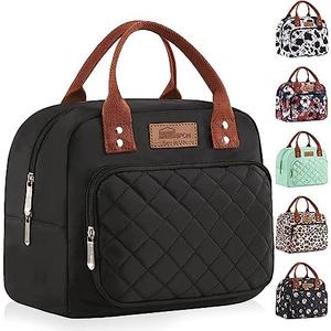 Buringer HOMESPON Lunch Bag for Woman Man Adults with Front Pocket Insulated Lunch Tote Lunch Box Container for Work Picnic or Travel（Black）