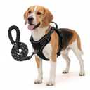 Pet Frenly No Pull Dog Harness and Leash Set for Medium Dogs – Adjustable Reflective Breathable Soft Padded Easy Control Dog Harness for Training & Walking, Black (Medium)