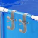 Gray Poolside Pool Leaf Skimmer Net Holder - Plastic Poolside Pool Pole Hanger Adjustable Telescopic Pool Pole Hooks Above Ground Pool Accessories Pool Brush Hanger Tool for Pool Equipment 4 pcs