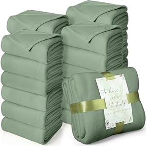 Buryeah 24 Pack Wedding Fleece Throw Blanket Bulk 50 x 60 Inch Soft Lightweight Fleece Lap Blanket with Thank You Cards and Ribbon for Wedding Sleepover Spa Slumber Favors Gifts (Sage Green) Buryeah 24 Pack Wedding Fleece Throw Blanket Bulk 50 x 60 Inch Soft Lightweight Fleece Lap Blanket with Thank You Cards and Ribbon for Wedding Sleepover Spa Slumber Favors Gifts (Sage Green)