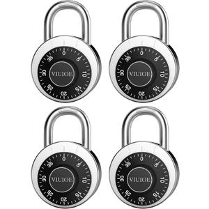 Dial Combination Lock - Padlock for Gym and School - 4 Packs, Black