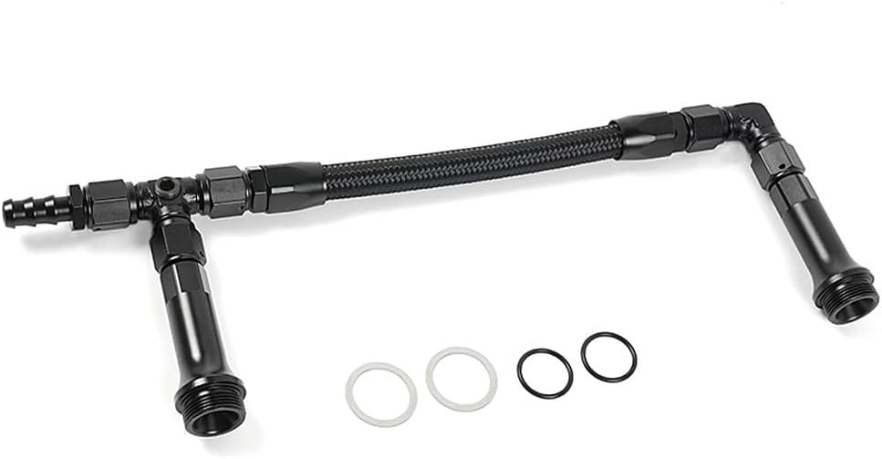 BARTOO 6AN Dual Feed Fuel Line Kit, Aluminum Alloy Fuel Line Stainless Steel Braided Dual Inlet Fuel Line Kit For Holley 4150 Carburetor,Black