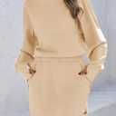 Fisoew Womens Long Sleeve Athletic Dress Backless Keyhole Built-in Shorts Oversized Workout Active Dresses (Small, Beige)