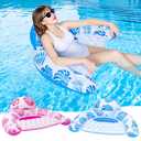 [2025 New Upgraded] Pool Floats for Adult -Floating Lounge Chairs,Inflatable Pool Floats with Cup Holders 2 Repair Patch Suit for Swimming Pools, Beach, Pool Toys,Backyard Party,Lakes（2 Packs)
