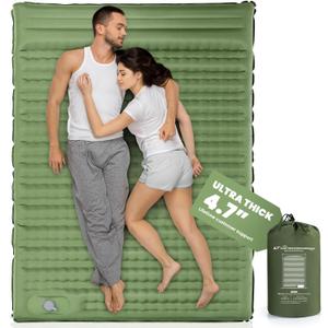 Double Sleeping Pad, 4.7 Ultra-Thick Camping Mattress 2 Person for Backpacking, Hiking (Green, Full)