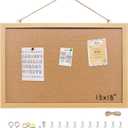 Cork Bulletin Board, 13.3x17.8 Inches Hanging Cork Board Wooden Framed with Pins for Wall, Dorm Room, Office, Home Decor  Natural Cork & Black Frame (Crude)