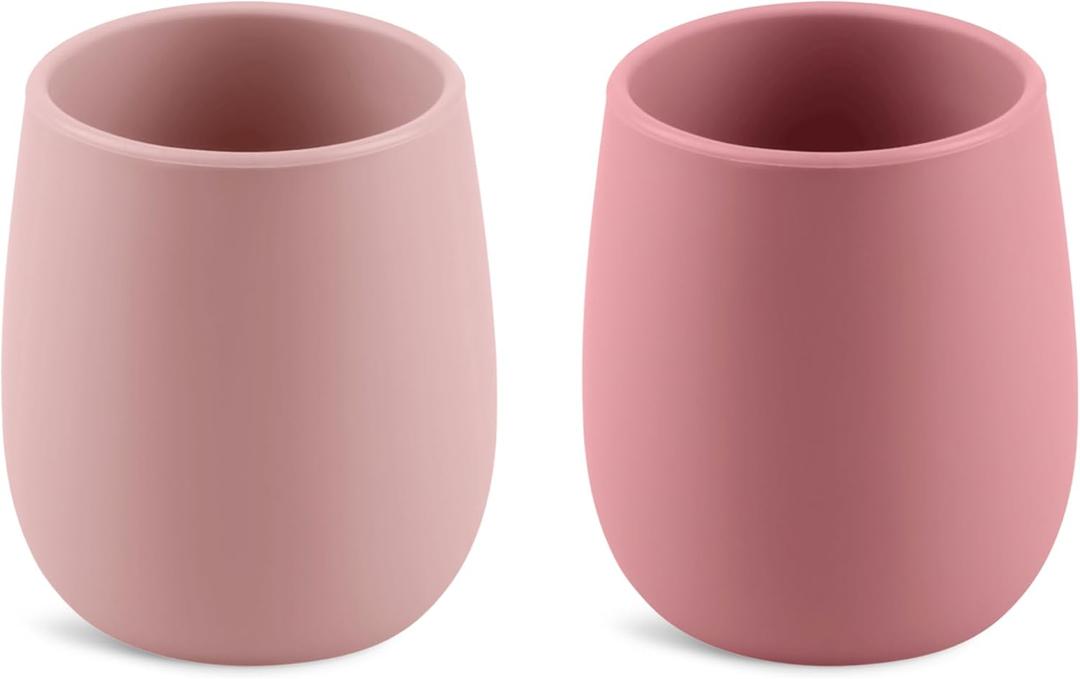 Silicone Tiny Open Cups, Training Cups for Baby Led Weaning (Blush/Mauve)