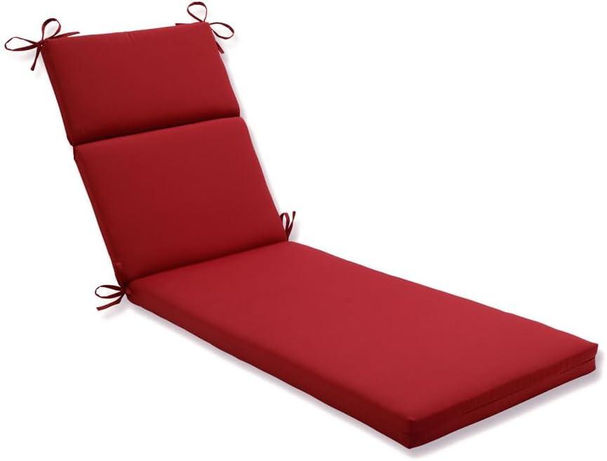 Pillow Perfect Pompeii Solid Indoor/Outdoor Patio Chaise Lounge Cushion Plush Fiber Fill, Weather and Fade Resistant, 72.5" x 21", Red (Red Pompeii)