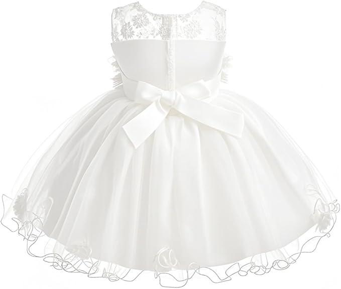 Toddler Girl Tulle Sleeveless Bow Princess Party Wedding Pageant First Birthday Party Lace Dress Size 110