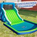 Action Air Inflatable Water Slide, Huge Blow Up Water Park with 102" Long Slide, Large Splash Pool, Climbing Wall and Top Water Sprays, Outdoor Backyard Water Play for Kids, 205" x 118" x 85"