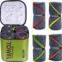 4Monster 4-Pack Quick Dry Microfiber Travel Towels Super Absorbent, Ultra-Soft Camping Towel Set with Water-Resistant Bag, Lightweight & Compact for RV, Gym, Beach, Pool, Swimming, and Family Trips