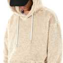 RoseSeek Men's Bear Ear Hoodies Fleece Sweatshirt Fuzzy Pullover Tops (Beige)