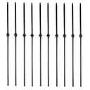 S03 - Wrought Iron Balusters Set of 10 Hollow Single Knuckle Balusters - Decorative Metal Balusters for Decks Spiral Stair Railing - 1/2 -inch Iron Spindles Satin Black Metal Railing