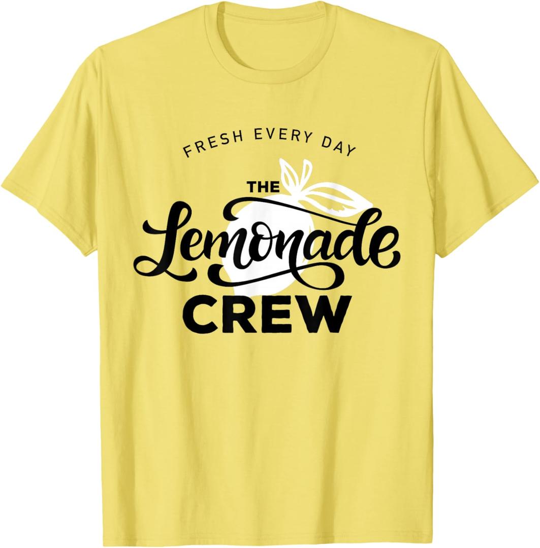 Lemonade Stand Crew and Boss Lemon Juice Summer Yellow T-Shirt, XL