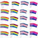 AIVS 90 Packs Small New Intersex Progress Pride Rainbow Gay Stick Flag Mini Hand Held LGBTQ Flags Decorations 5x8inch,Set of 3