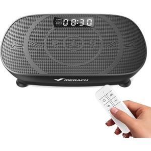 MERACH Vibration Plate Exercise Machine, Curved Vibration Plate for Lymphatic Drainage Weight Loss, Vibrating Plate with Real-Time Calorie Tracking on LED Display, Workout Equipment for Home Women Men (Black)