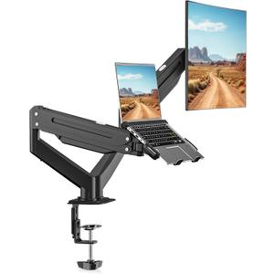 Suptek Monitor Laptop Mount Stand, 2 in 1 Function Dual Monitor Arms Desk Mount for 11"-17" Notebook and 17"-32" Monitor with Laptop Tray,Holds up to 22lbs