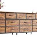 Huuger 77.6" Long Dresser for Bedroom, 16 Drawer Fabric Dresser for Closet, Wide Chest of Drawers with Storage, TV Stand for 65, 75, 85 Inch TV, 77.6" W x 12.9" D x 26.7" H, Rustic Brown