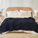 EMME Cotton Throw Blanket for Couch Soft Muslin Blankets 50"x60" Lightweight Breathable Blanket All Season Gauze, Navy