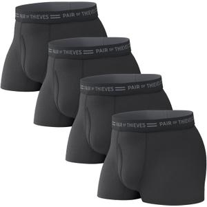 Pair of Thieves Men's Trunks  Breathable, No-Chafe Comfort Underwear for Men  Multi-pack Options for Everyday Wear (Medium, Black/Grey)