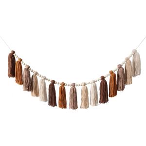 DrCor Boho Terracotta Rainbow Tassel Garland  Western Handmade Yarn Banner for Nursery, Kids Room, Baby Shower, Birthday Party, Fall Classroom & Warm Home Wall Decor