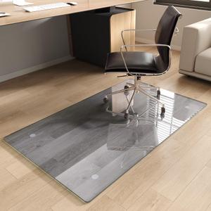 Tempered Glass Chair Mat for Carpet, 30"x48" Grey Floor Mat | Heavy Duty Office Chair Mat for Carpet, Hides Dirt/Fur Better, Noise-Free Gliding Shatterproof, Office Desk Carpet Protector