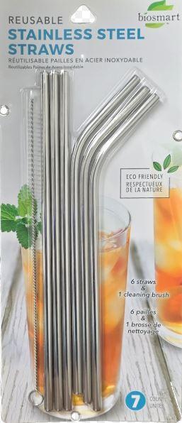 Stainless Steel Straws. Reusable 7ct.