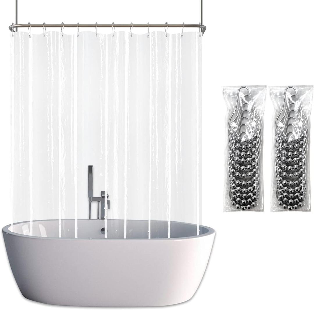 Clawfoot Tub Shower Curtain, Wrap Around Clear Shower Curtain Liner with 6 Bottom Magnets PEVA Extra Wide Bathtub Curtain for Bathroom Vintage Freestanding Tub, Size 85inch Tall 106inch Wide