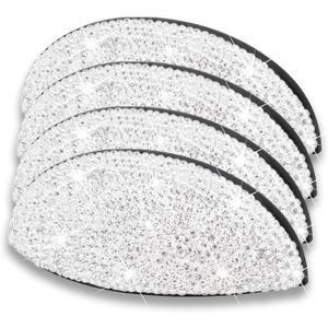 4Pcs 3" Bling Drawer Pulls Flat Cup Pull, Zinc Alloy Handmade Crystal Decoration Knobs Shell Ear Like Handles with Screws for Home Kitchen Bathroom Office Cabinet Dresser Bin Hardware (White)