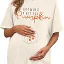 Women's Maternity Shirt Thanksgiving Growing a Little Pumpkin T Shirt Fall Pumpkins Graphic Pregnancy Announcement Tops (S)