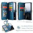 Defencase for Galaxy S25 Plus/S25+ Case Wallet with RFID Blocking Card Holder for Women Men, Elegant Leather Magnetic Snap Flip Strap Zipper Wallet Phone Cases for Samsung Galaxy S25 Plus 6.7", Blue