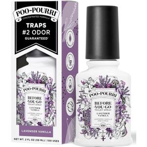 Poo-Pourri Before-You-Go Toilet Spray, Lavender Vanilla, 2 Fl Oz, Up to 100 Uses, Bathroom Odor Deodorizer with Essential Oils for Home or Work, Travel Essentials, TSA Approved Size