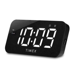 Timex Alarm Clock with USB Charger and Large Display - Black