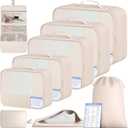 BAGAIL 9 Set Packing Cubes with Packing List Luggage Packing Organizers for Travel Accessories (Cream)