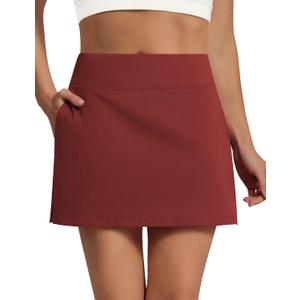 Sarin Mathews Women's Skort 95% Cotton Mini Tennis Skirt with Built-in Shorts and Pockets for Golf Pickleball Running (M)