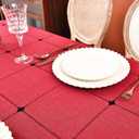 Plaid Farmhouse Red Oval Tablecloth Cotton Linen Heavy Weight Checkered Table Covers Cloths for Dining Room Kitchen Tabletop Decoration, 60x104 Inch
