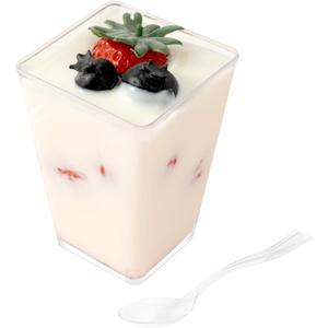 HOMIP 60Pack 5oz Plastic Dessert Cups with Spoons (No Lids) Ideal for Yogurt Parfaits, Pudding, Fruit, Ice Cream & Party Desserts Great for Events & Gatherings