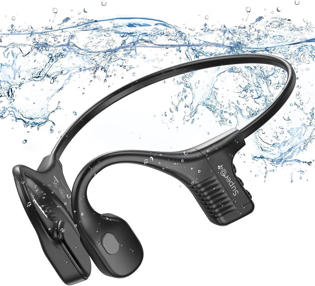 Bone conduction headphones swimming underwater IPX8 waterproof headsets bluetooth wireless built in 32GB MP3 player multi-point connection magnetic charging 240mAh large battery for 12 Hrs playtime