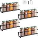 Urban Deco 4 Tier Single Hanging Spice Rack Organizer For Cabinet- Wall Mounted Seasoning Organizer - Space Saving Design for Kitchen, Pantry, Door(Black)