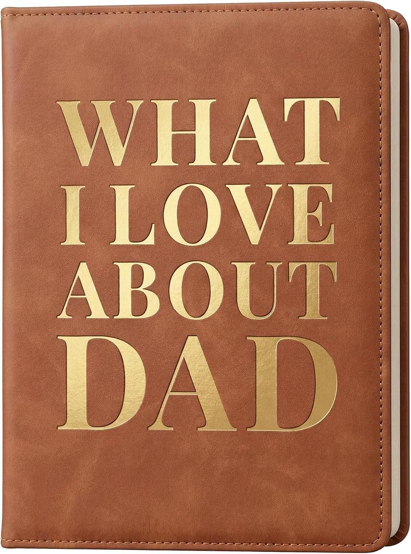 YOELOVE What I Love About Dad Leather Book A Fill-In-The-Blank Keepsake Journal Gift for Dad Birthday Father's Day Christmas