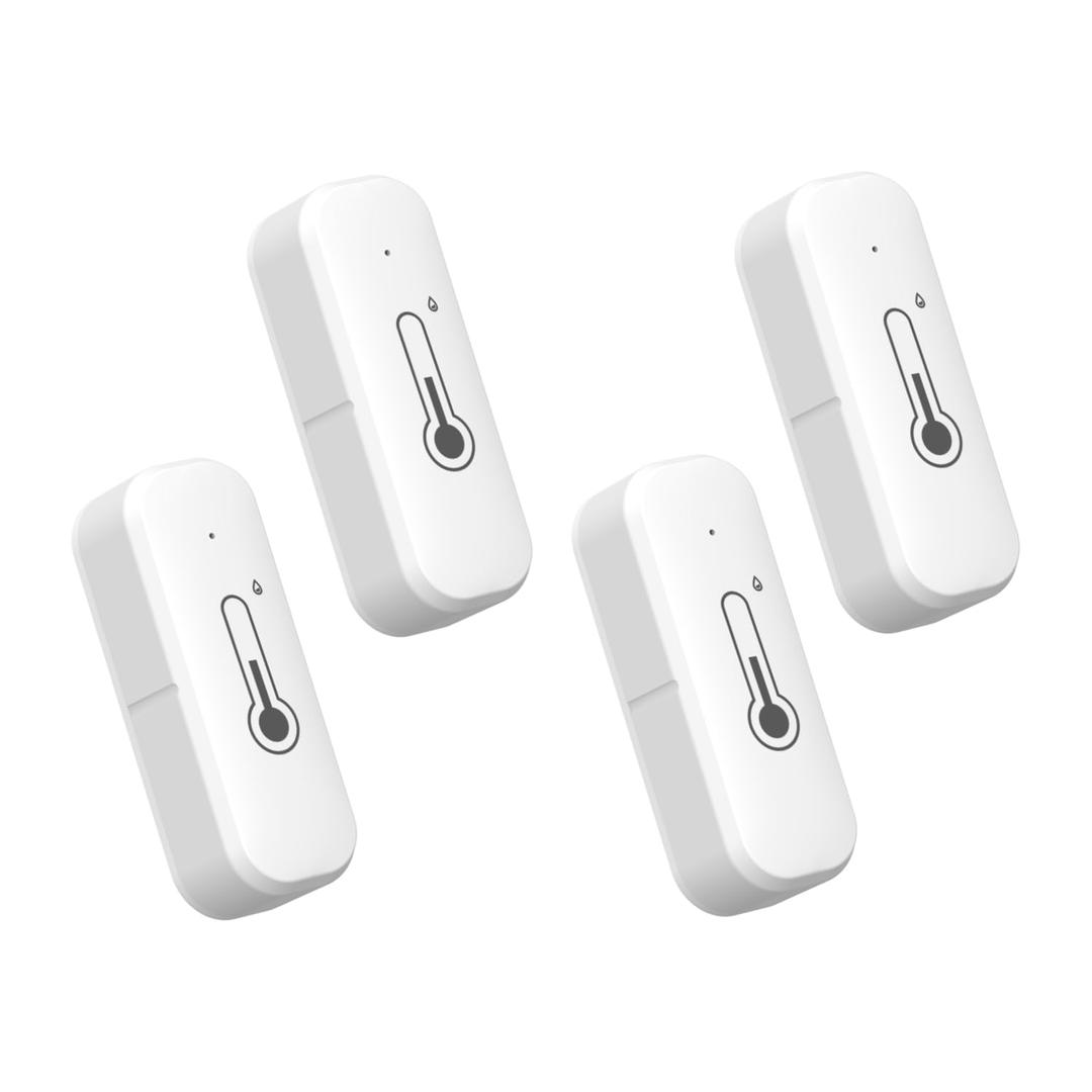 WiFi Hygrometer Thermometer 4 Pack, Mini Indoor Wireless Temperature Humidity Sensor Monitor with Remote App Notification Alert, Data Storage Export, for Home, Greenhouse, No Hub Required