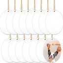 15pcs Sublimation Ceramic Ornaments Blank, 3.15x2.24 Inch White Oval Ceramic Ornament Bulk with Rope for Heat Press Printing Crafting DIY Personalized Christmas Home Decoration