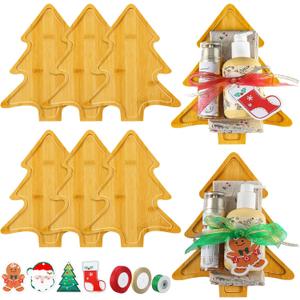 Chunful 8 Sets Christmas Kitchen Gifts Bulk Wood Cutting Board Charcuterie Boards Christmas Ribbon and Card for Kitchen Xmas Home Party Gift Winter Decoration
