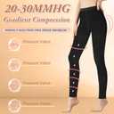 2 Pairs Medical Compression Pantyhose for Women, 20-30mmHg Graduated Support Tight Pants, Opaque Footless (Beige*1+Black*1)