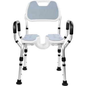 Shower Chair for Inside Shower, Upgraded U-Shape Shower Seat with Wider Seat Adjustable Height Tool-Free Non-Slip Private Bathroom Chair for Elderly and Disabled, Adults,Pregnant,Handicap