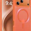 Magnetic for iPhone 17 Pro Case,[Anti-Slip][Compatible with MagSafe][Military Grade Drop Protection] Shockproof Protective Translucent Matte Phone Case for iPhone 17 Pro Case,Orange